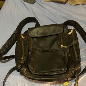 Frye black leather backpack